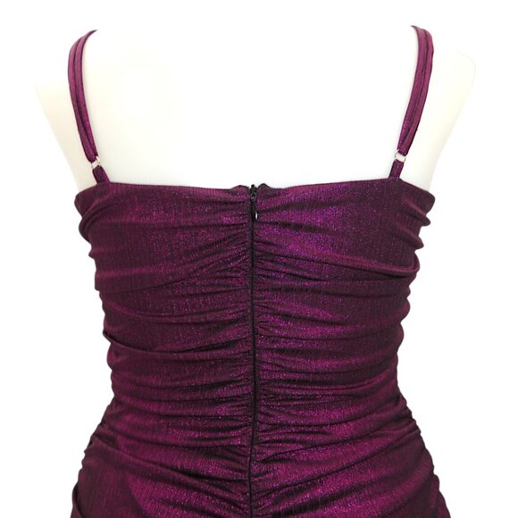 Lulus Ruched Shimmer Mini Dress Magenta Size XL - Picture 6 of 10